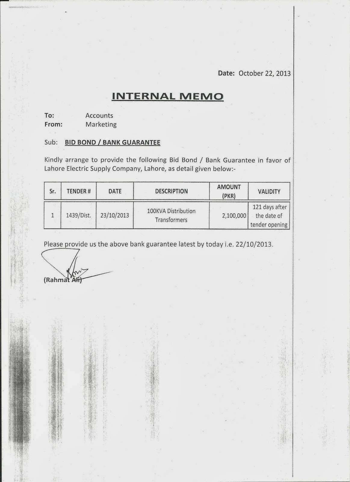 Internal Memo Format Letter